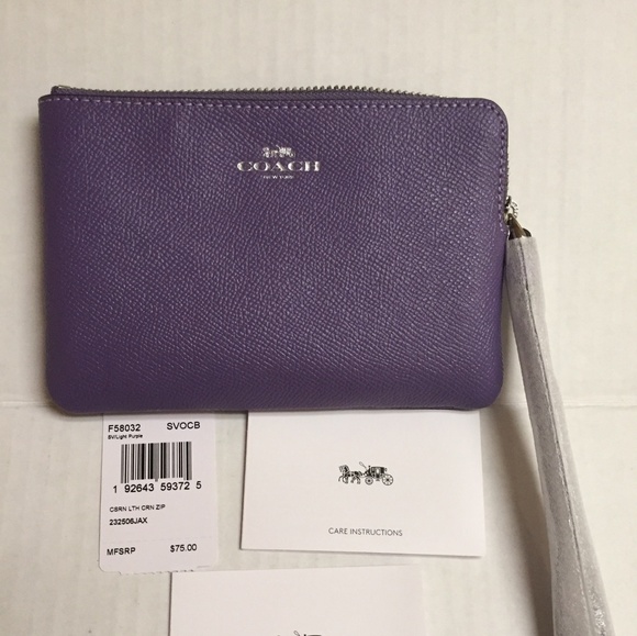 Purple Coach Leather Wristlet - Picture 1 of 3